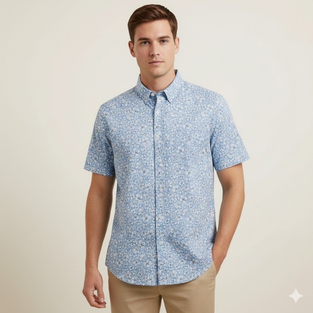 Club Room Men's Carla Regular-Fit Floral-Print Button-Down Poplin Shirt